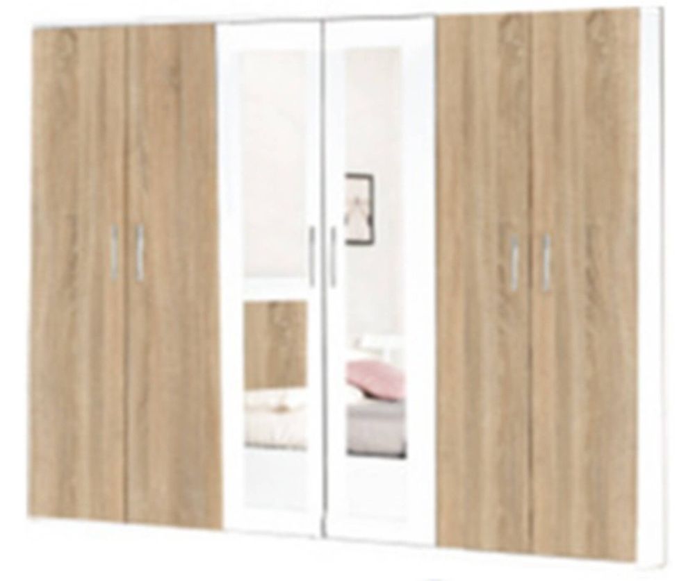 Ben Company Dalia Light Oak Italian Bedroom Set with 6 Door Wardrobe