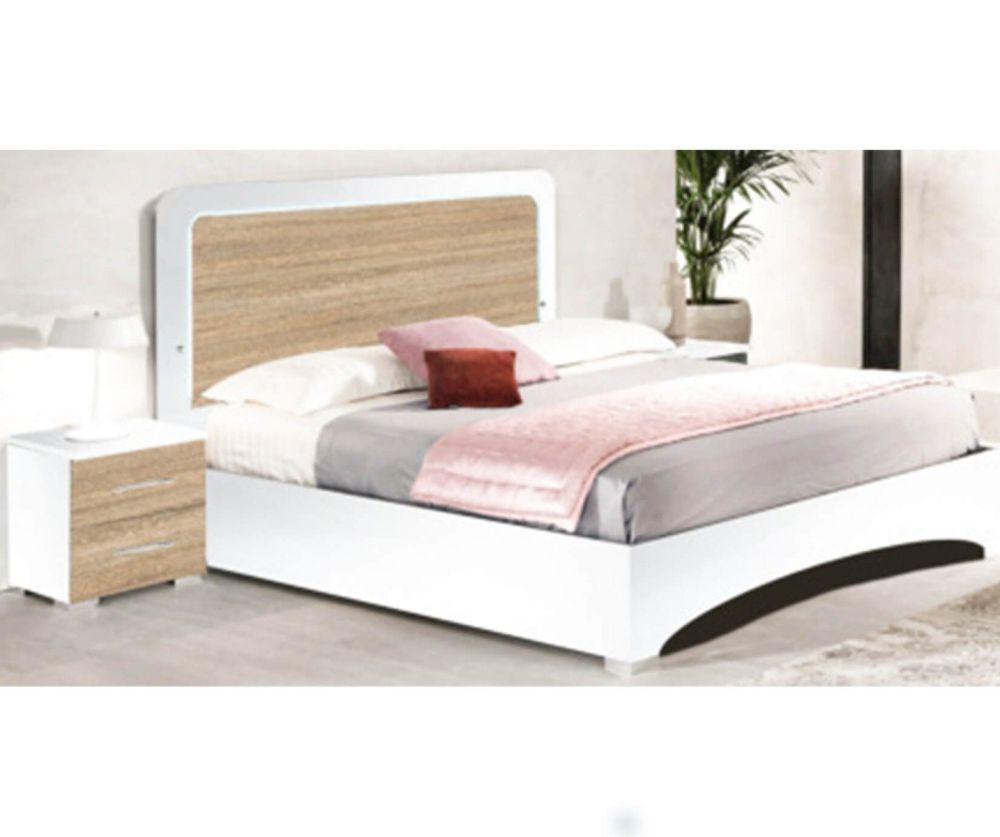 Ben Company Dalia Light Oak Italian Bedroom Set with 6 Door Wardrobe