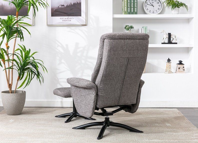 Furniture Link Denver Beige Swivel Recliner Chair and Stool