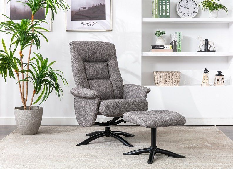 Furniture Link Denver Beige Swivel Recliner Chair and Stool