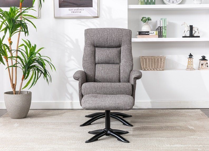 Furniture Link Denver Beige Swivel Recliner Chair and Stool