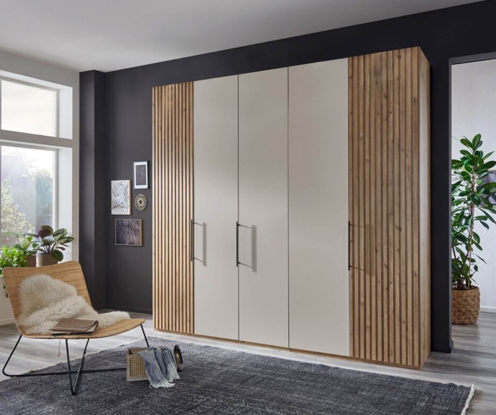 Wiemann Denver Carcase Finish Hinged Door Wardrobe with Bianco Oak Decking