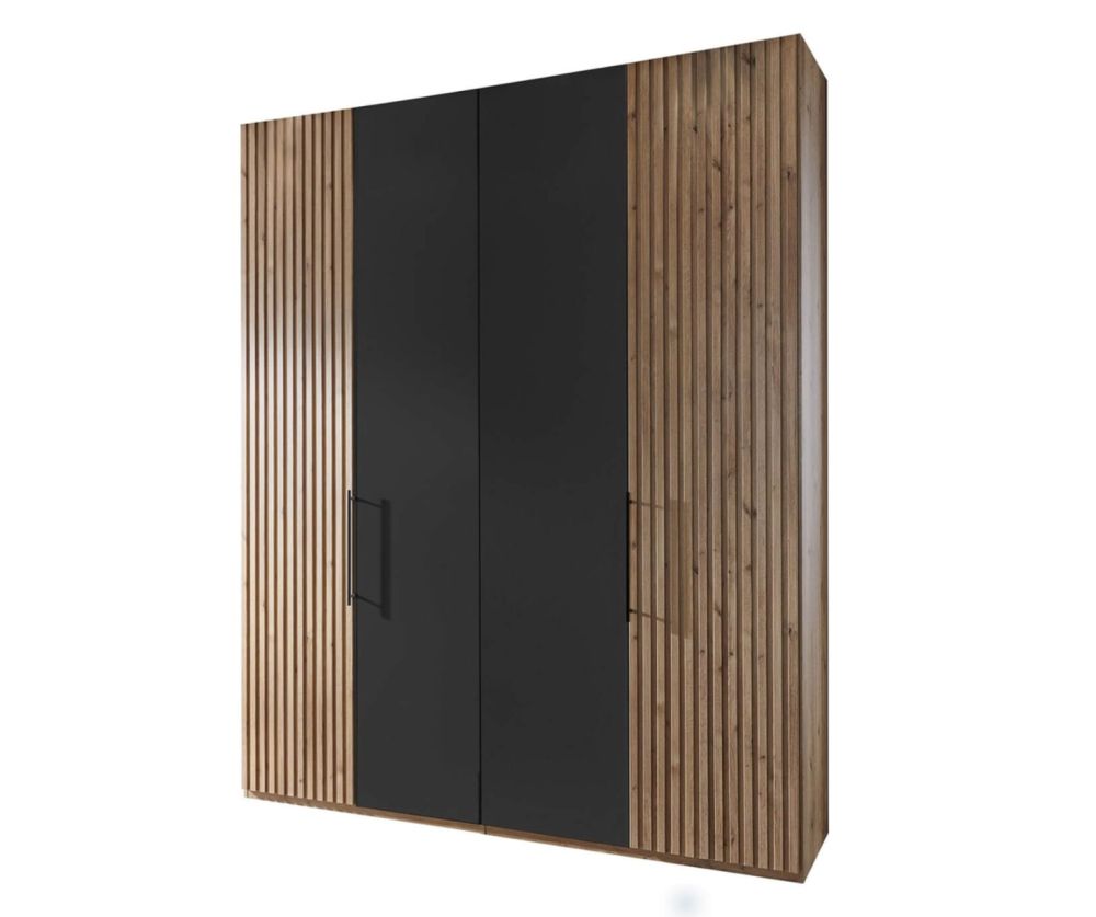 Wiemann Denver Graphite Finish Hinged Door Wardrobe with Bianco Oak Decking 