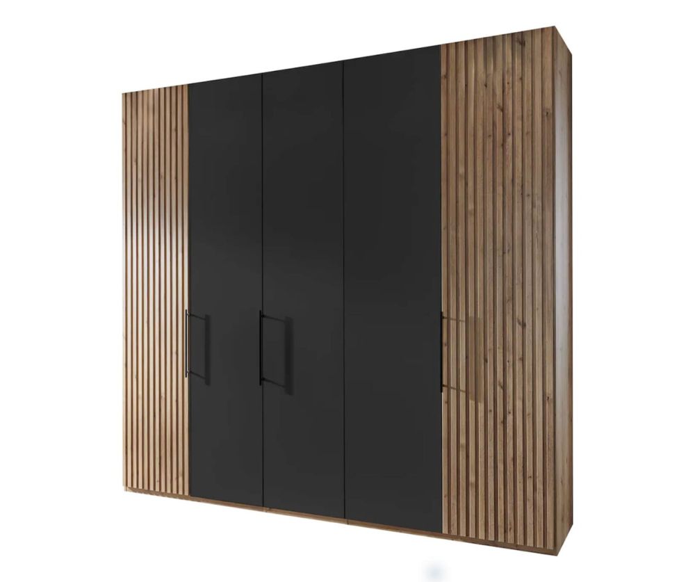 Wiemann Denver Graphite Finish Hinged Door Wardrobe with Bianco Oak Decking 