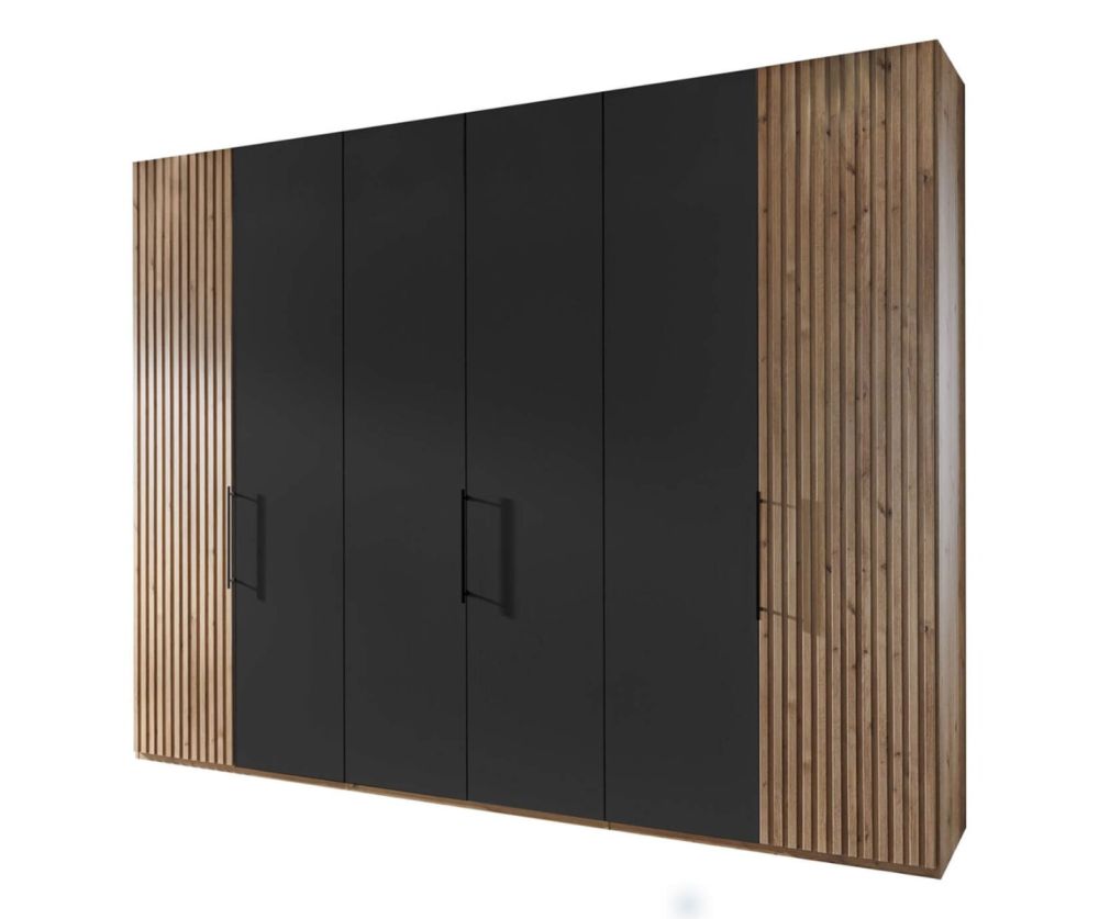 Wiemann Denver Graphite Finish Hinged Door Wardrobe with Bianco Oak Decking 