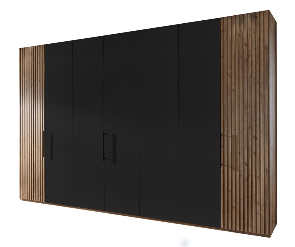 Wiemann Denver Graphite Finish Hinged Door Wardrobe with Bianco Oak Decking 