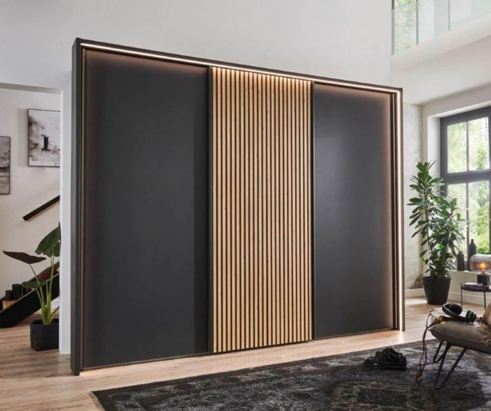 Wiemann Denver Carcase Finish Sliding Door Wardrobe with Bianco Oak Decking