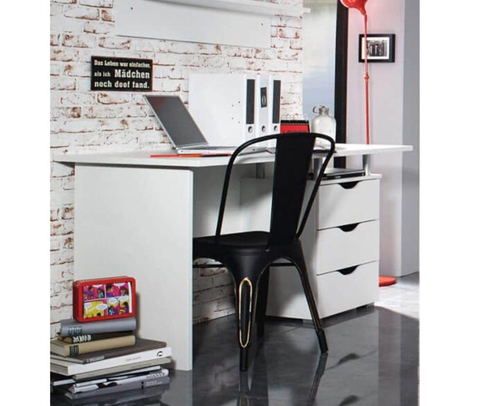 Rauch Blue HomeOffice Alpine White Office Desk with 3 Drawers