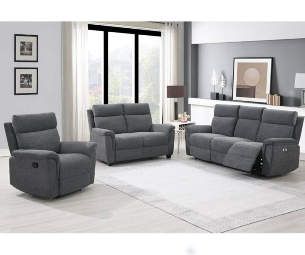 Furniture Link Detroit Grey Fabric Power Recliner 2 Seater Sofa