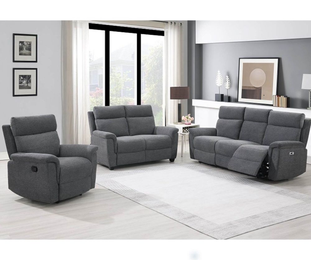 Furniture Link Detroit Grey Fabric Power Recliner 3+2+1 Sofa Set