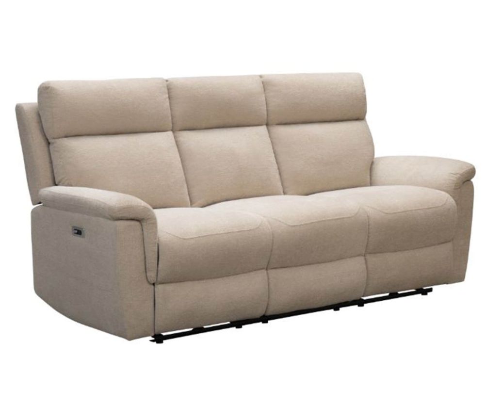 Furniture Link Detroit Natural Fabric Power Recliner 3 Seater Sofa