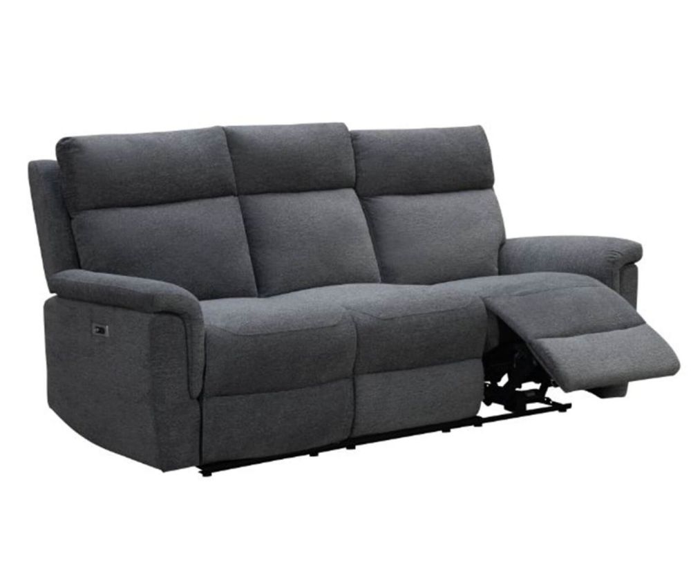 Furniture Link Detroit Grey Fabric Power Recliner 3 Seater Sofa