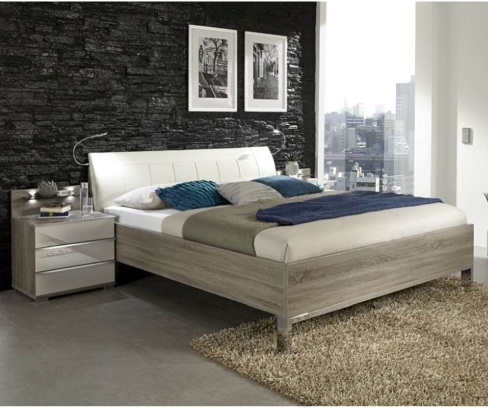 Wiemann Denver Futon Bed with White Faux Leather Cushion Headboard