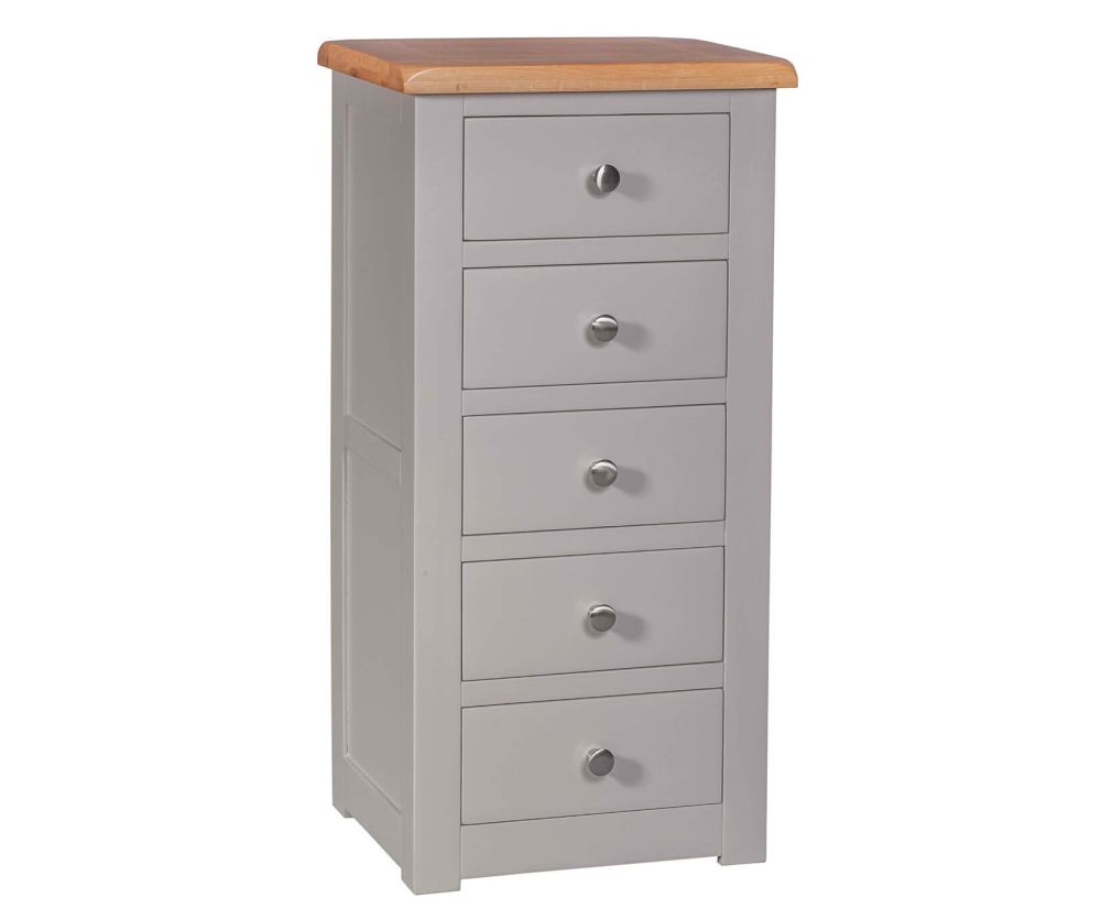 Homestyle GB Diamond Painted Oak 5 Drawer Tallboy Chest