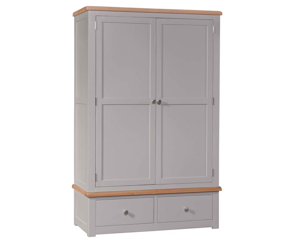 Homestyle GB Diamond Painted Oak Gents 2 Door Combi Wardrobe