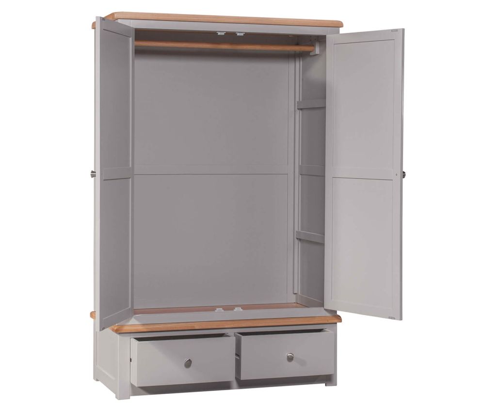 Homestyle GB Diamond Painted Oak Gents 2 Door Combi Wardrobe