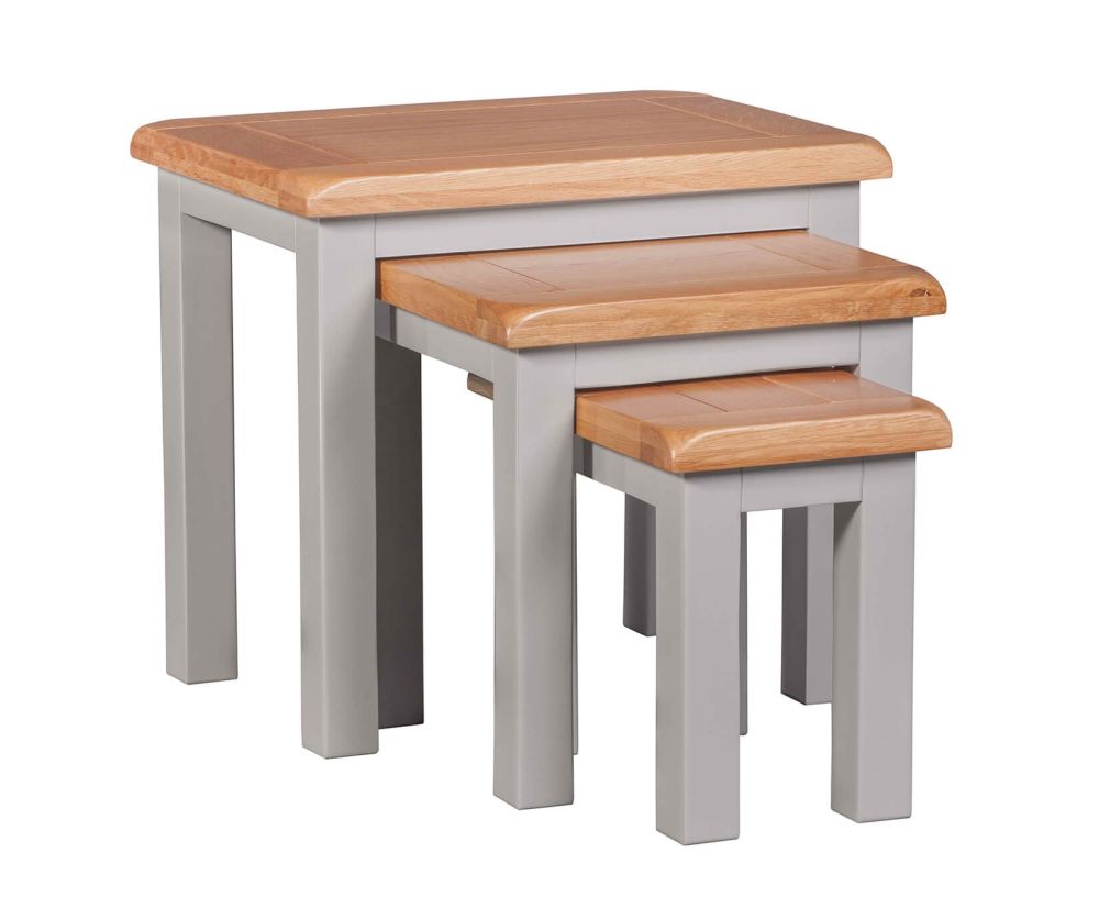 Homestyle GB Diamond Painted Oak Nest of Tables