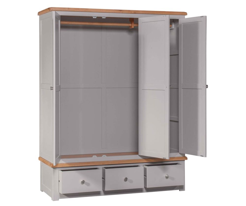 Homestyle GB Diamond Painted Oak 3 Door Combi Wardrobe