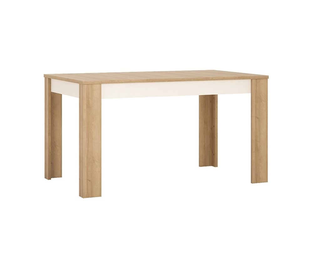 FTG Lyon Riviera Oak and White High Gloss Medium Extending Dining Table Only