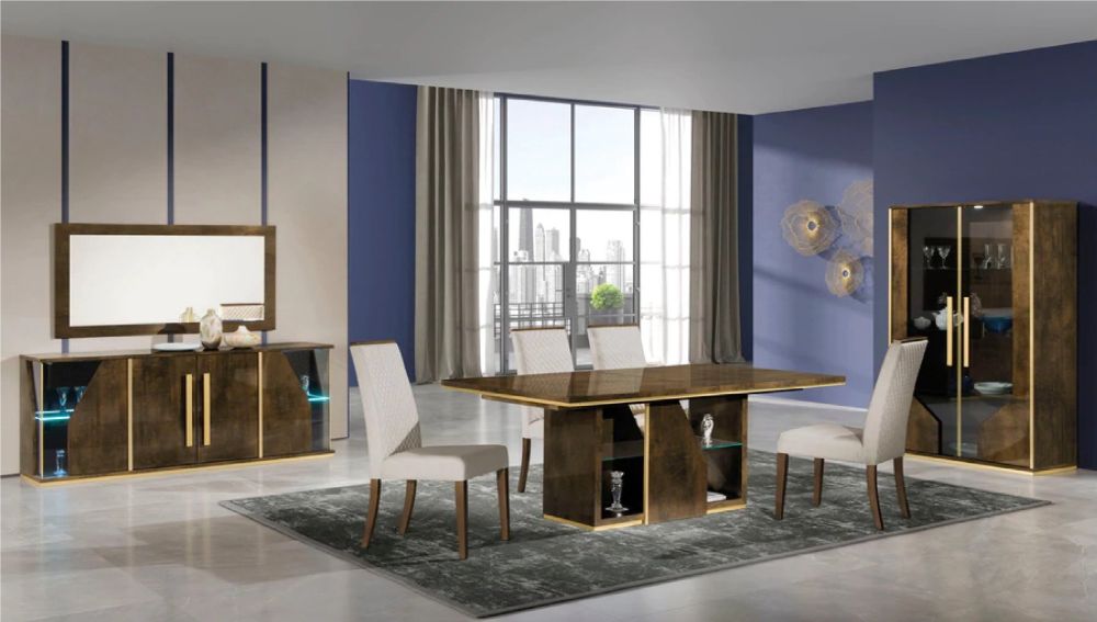 H2O Design Desiree Bronze Gold Italian Extension Dining Table Only