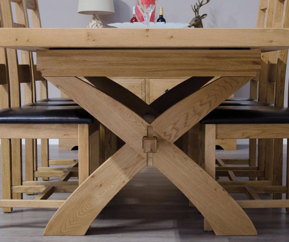 Homestyle GB Deluxe Super X Shape 200cm Extending Dining Table