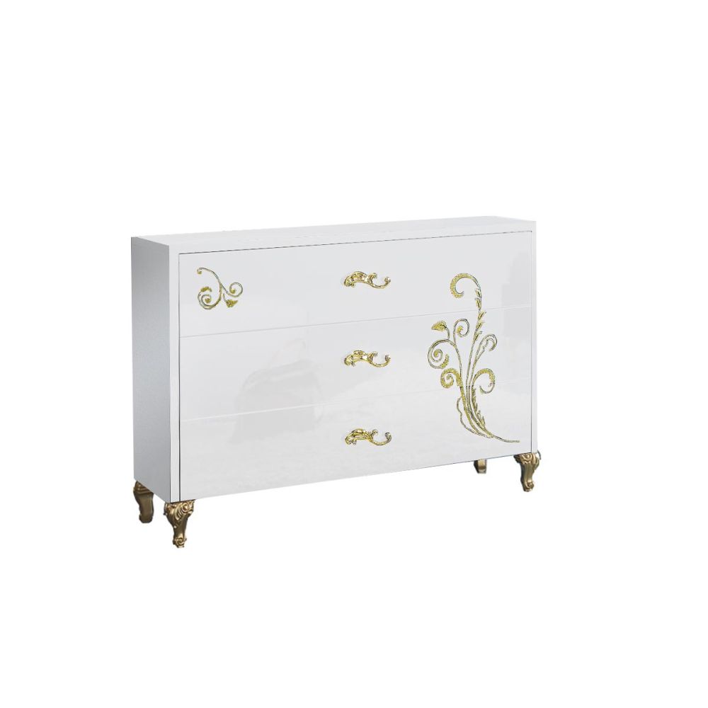 Ben Company Sofia White and Gold Italian Bedroom Set
