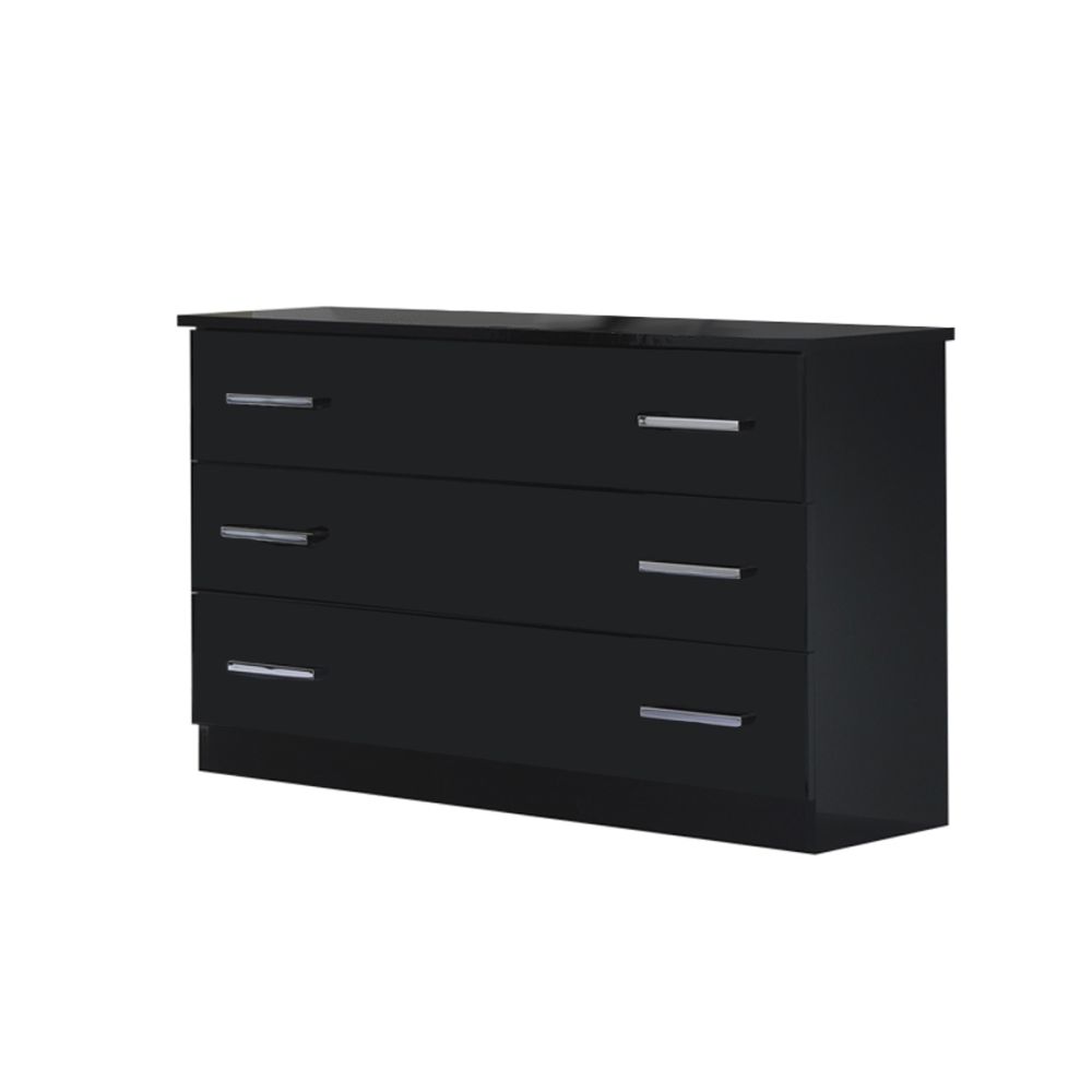 Ben Company Simona Black Finish Italian Bed Group Set with 4 Door Wardrobe