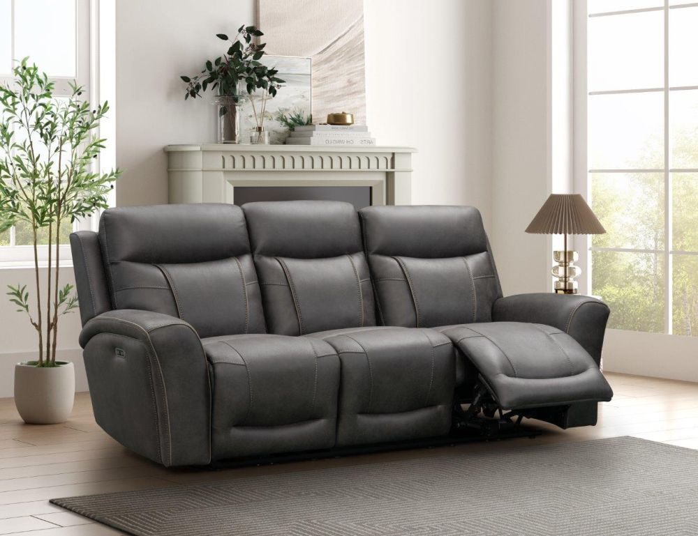 Nico Dark Grey Fabric Power Recliner 3+2+1 Sofa Set