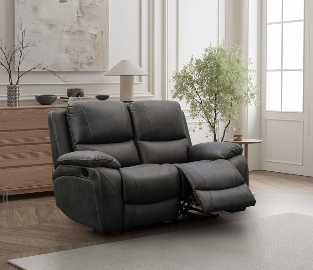 Isobella Charcoal Fabric Recliner 2 Seater Sofa
