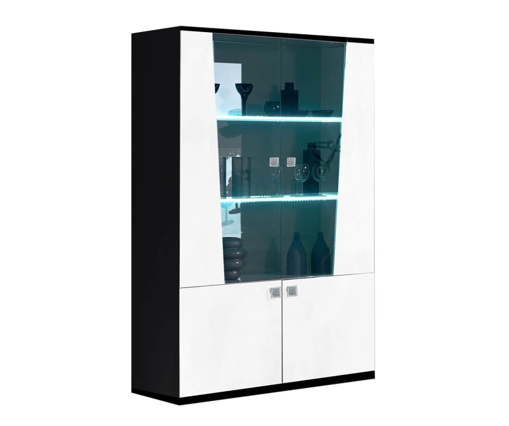 Ben Company Elisa White and Black Italian 2 Door Display Cabinet