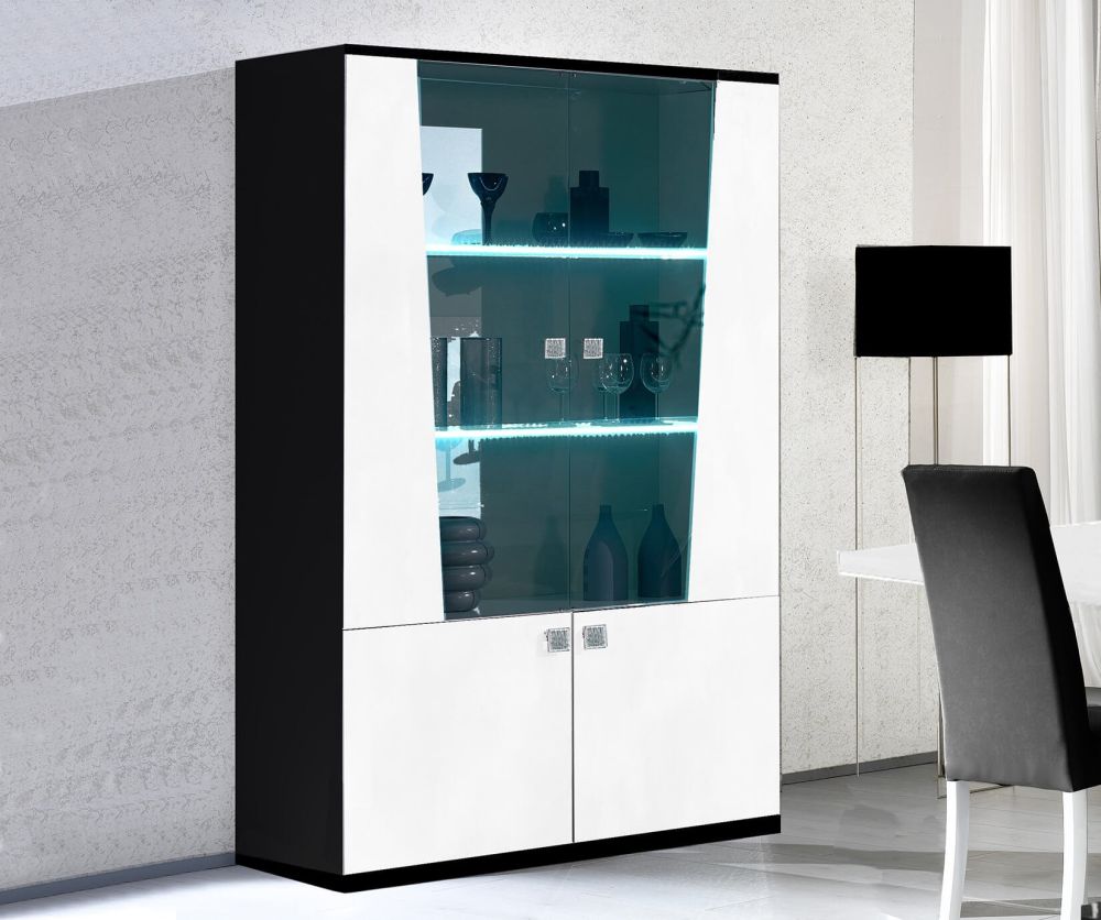 Ben Company Elisa White and Black Italian 2 Door Display Cabinet