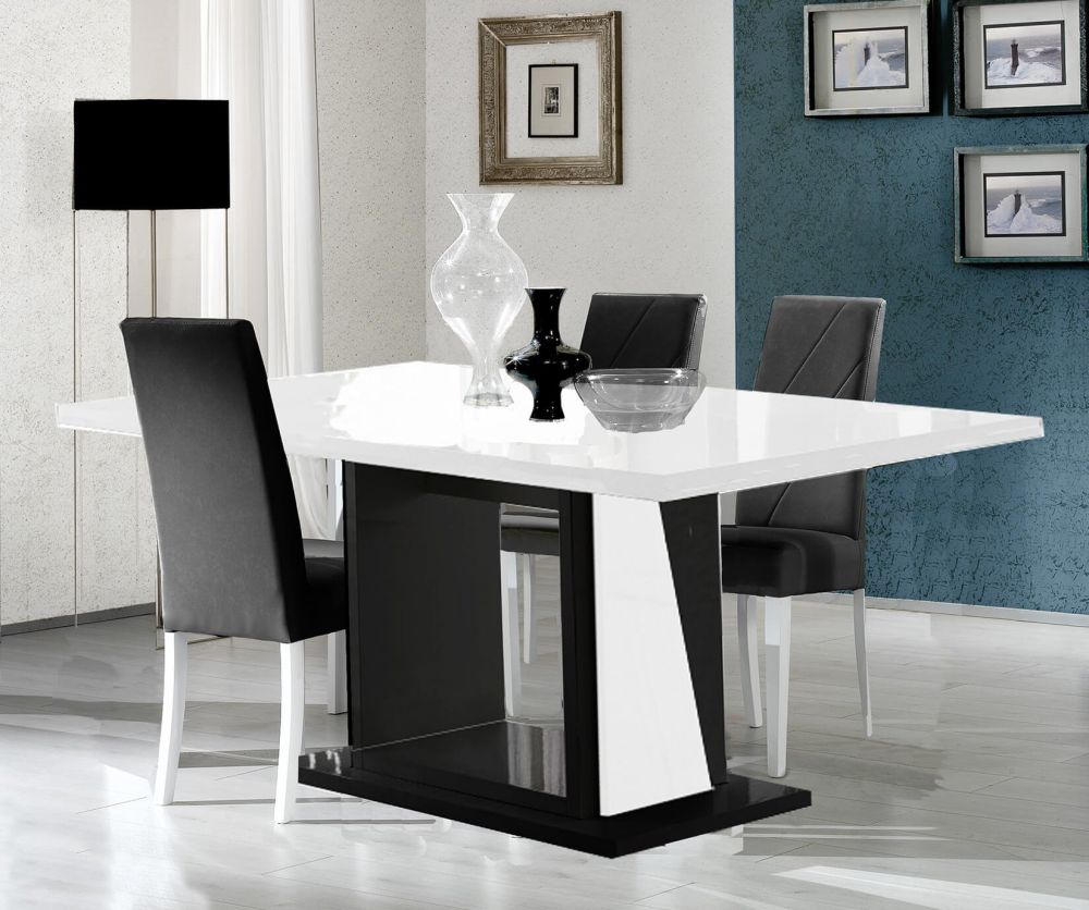 Ben Company Elisa White and Black Italian Extension Dining Table Only