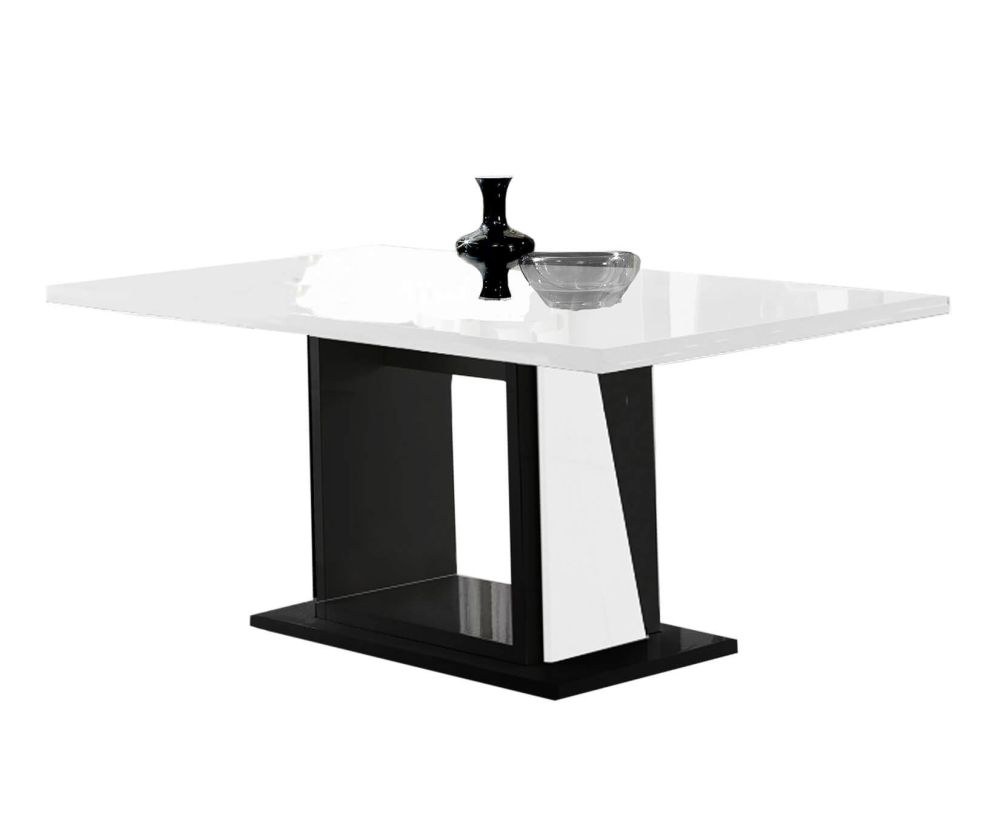 Ben Company Elisa White and Black Italian Extension Dining Table Only