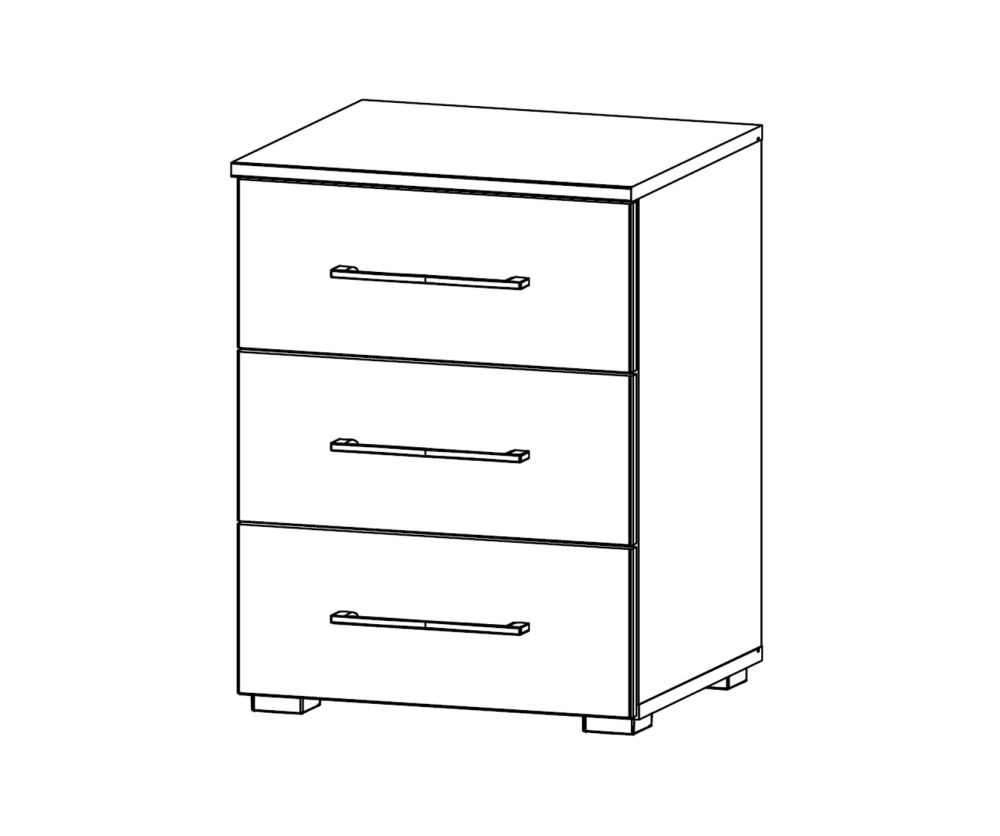 Rauch Ellesse Silk Grey Carcase with Alpine White Front 3 Drawer Bedside Cabinet