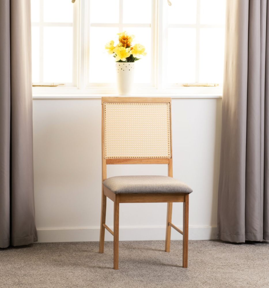 Seconique Furniture Austin and Ellis Oak Effect and grey Fabric Dining Set