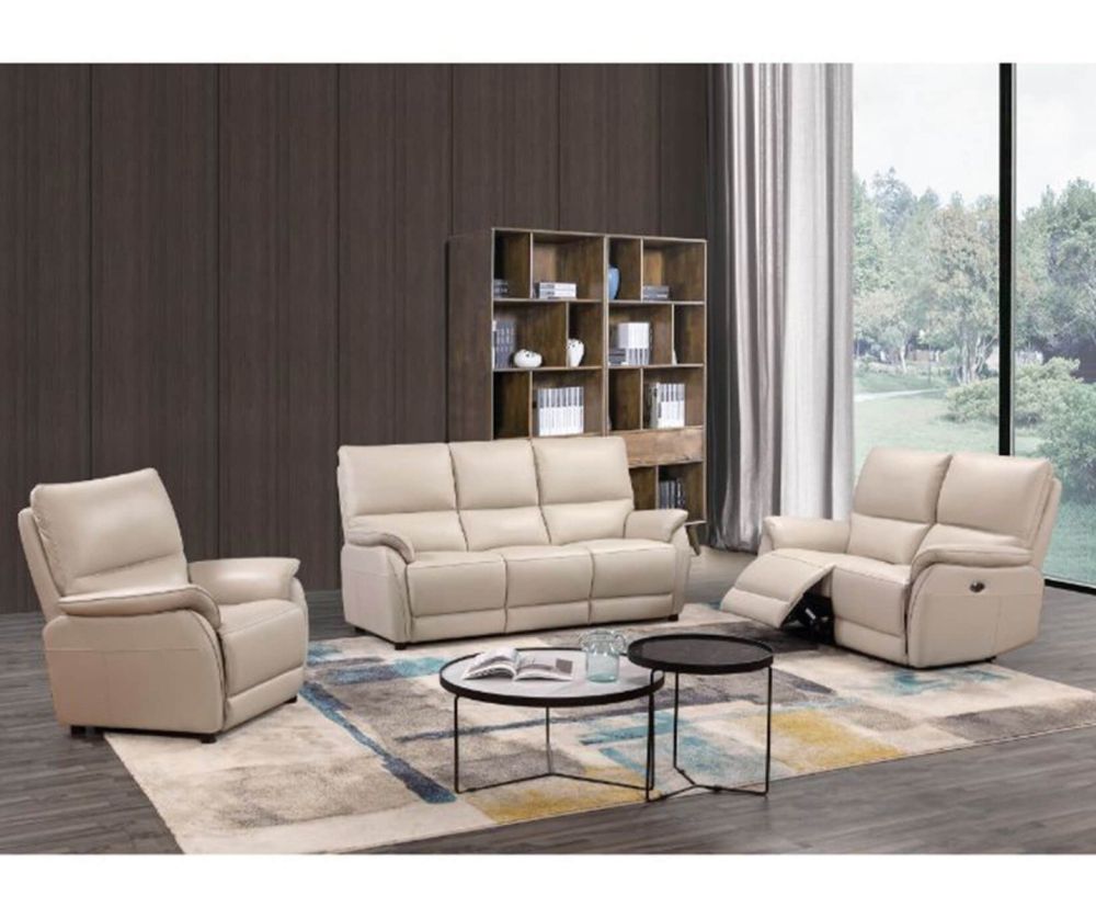 Furniture Link Esprit Chalk Leather 3 Seater Sofa