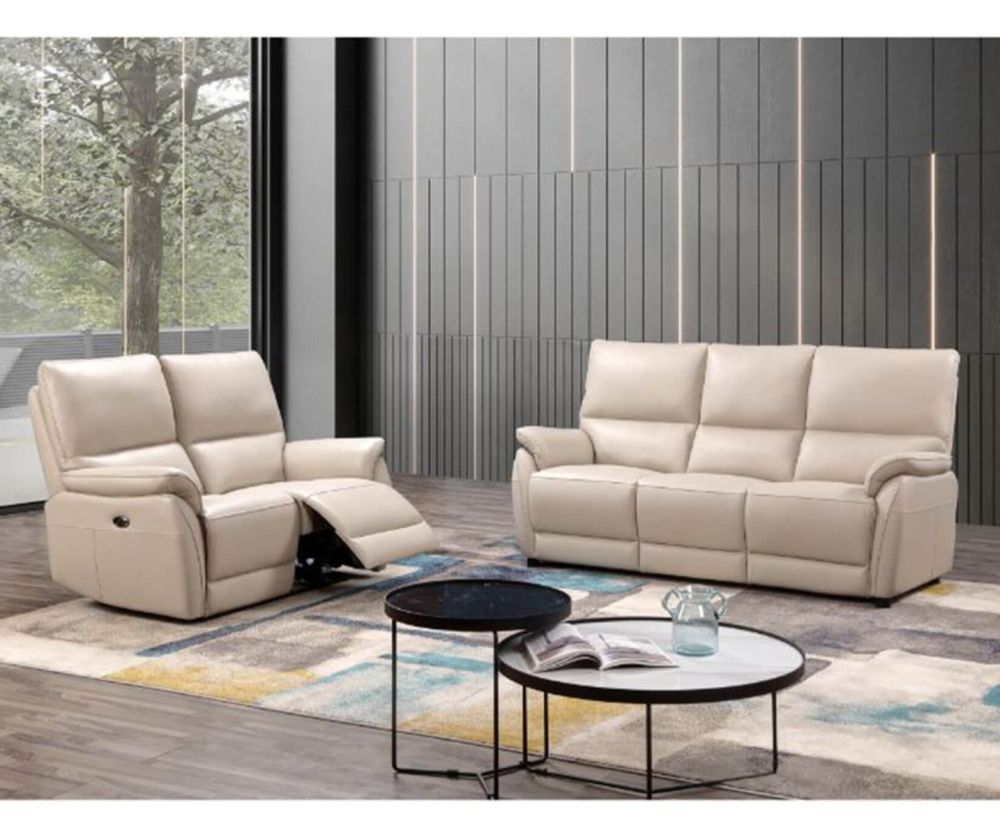 Furniture Link Esprit Chalk Leather Power Recliner 2 Seater Sofa