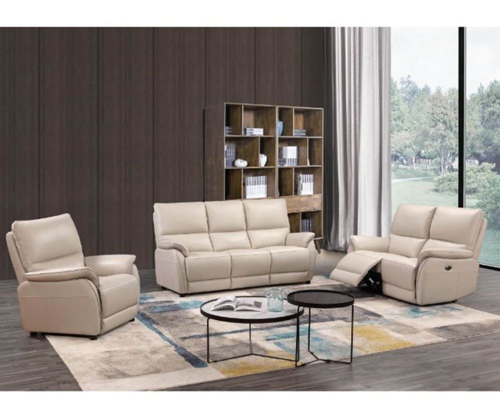 Furniture Link Esprit Chalk Leather Power Recliner Armchair