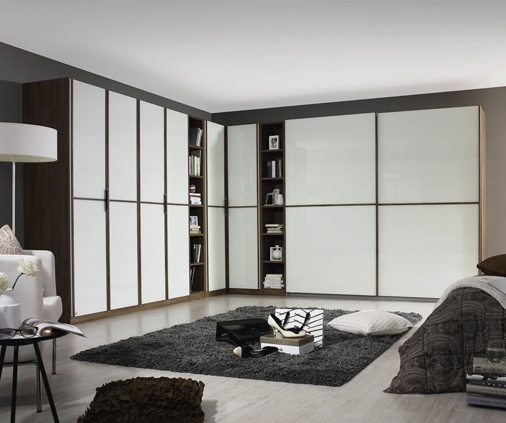 Rauch Essensa Metallic Grey with Alpine White 6 Door Wardrobe with Carcass Coloured Short Handle with Vertical and Horizontal Trims (W271cm)