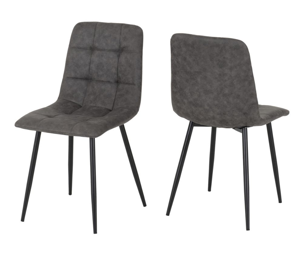 Seconique Furniture Fenton Dining Set With Dark Grey Suede 6 Dining Chair 