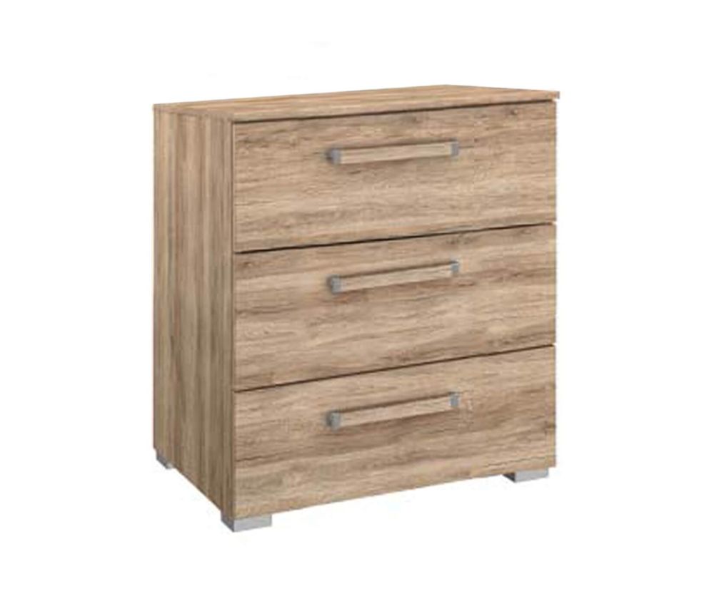 Rauch Filo Silk grey Carcase with Silk Grey Front 3 Drawer Bedside Cabinet