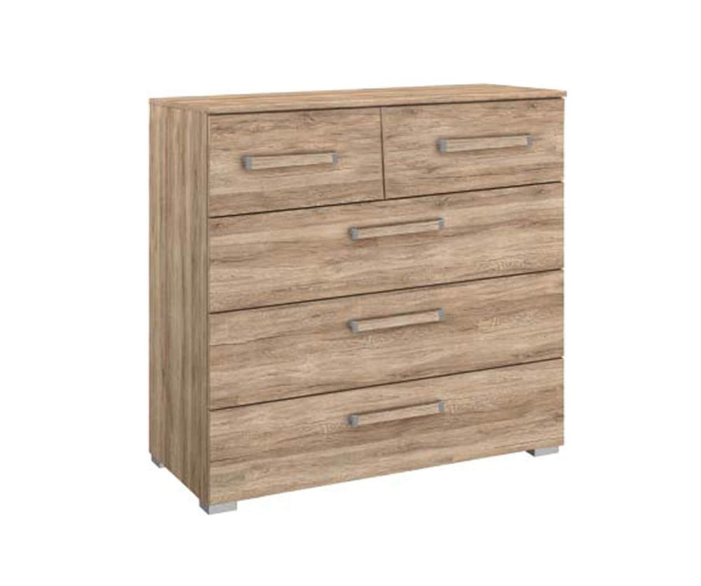Rauch Filo Alpine White Carcase with Alpine White Front 5 Drawer Chest