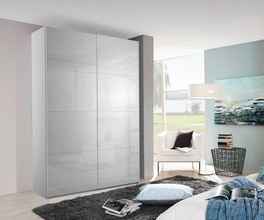 Rauch Filo Silk Grey Carcase with Silk Grey Front 2 Sliding Mirror Door Wardrobe