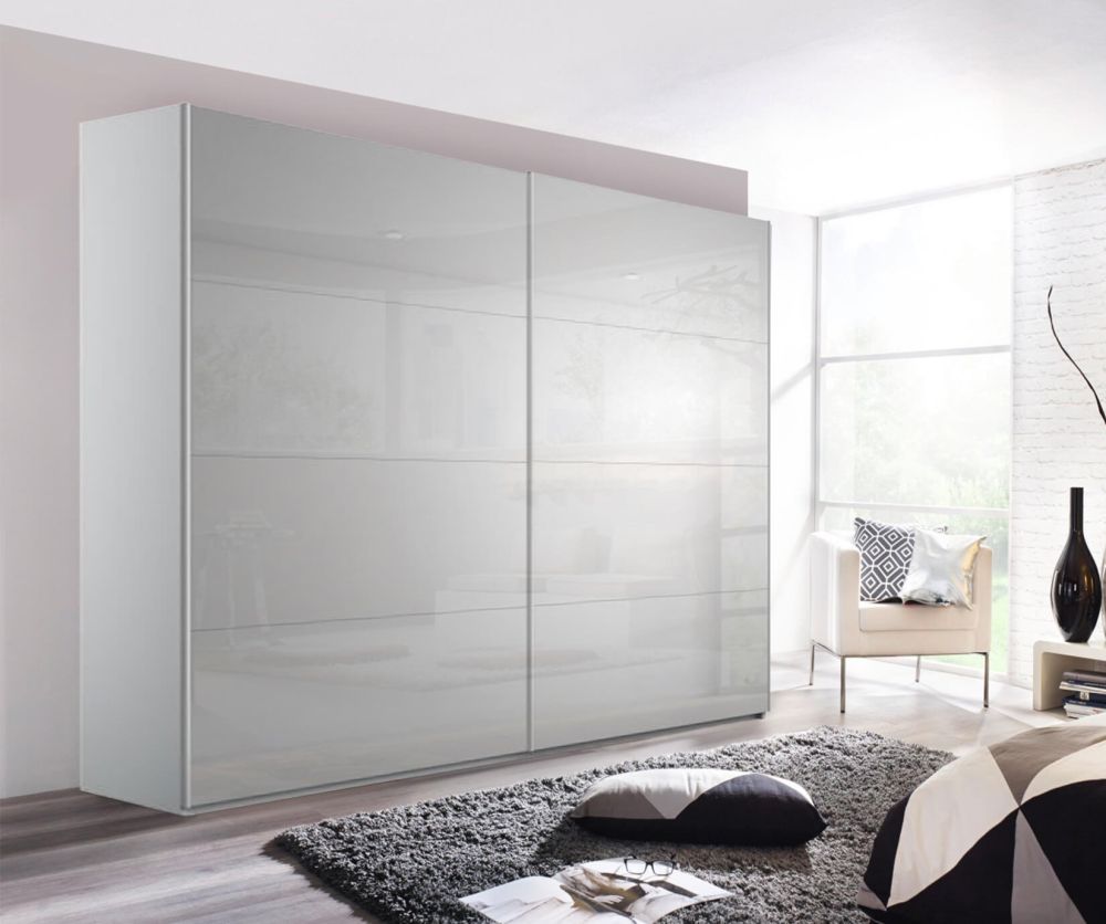 Rauch Filo Alpine White Carcase with Alpine White Front 2 Sliding Mirror Door Wardrobe (W226cm)