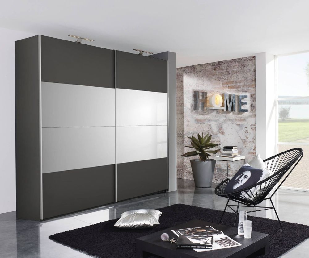 Rauch Filo Graphite Carcase with Graphite Front 2 Sliding Door Wardrobe (W181cm)