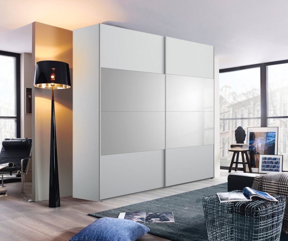 Rauch Filo Silk Grey Carcase with Silk Grey Front 2 Sliding Door Wardrobe (W226cm)
