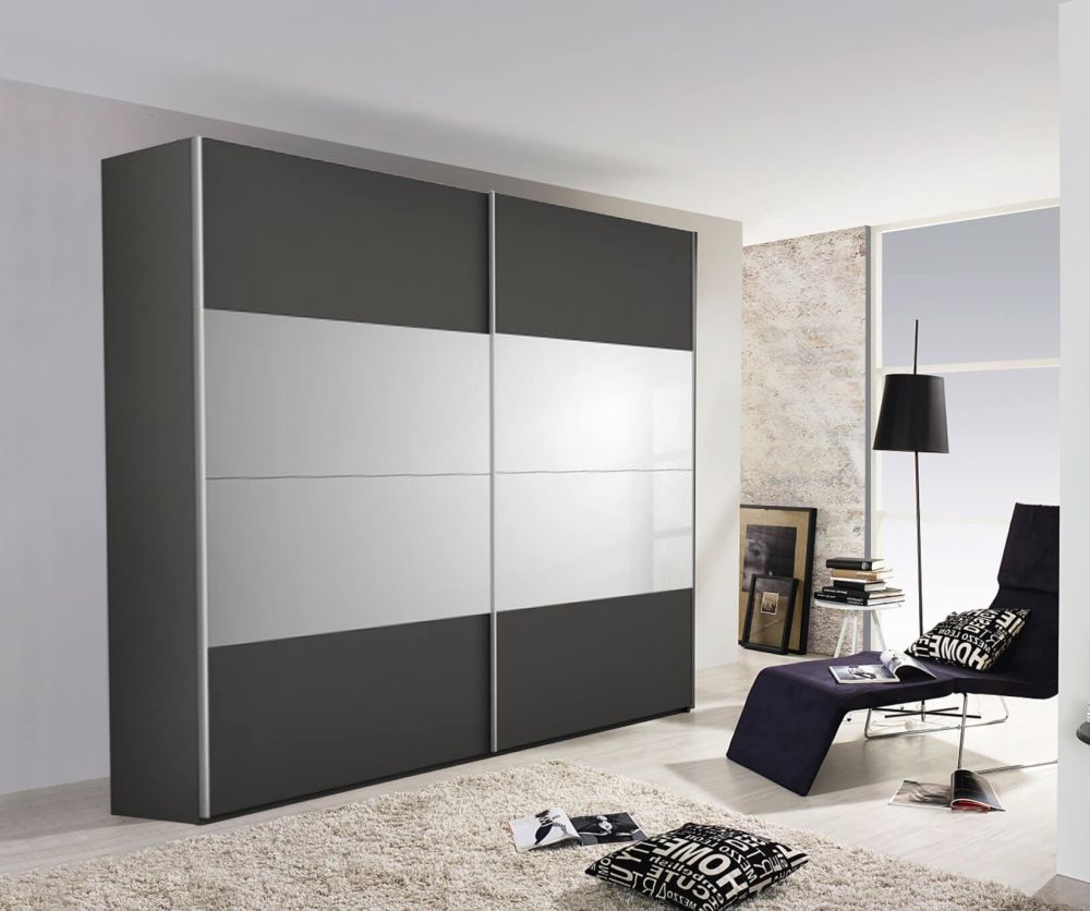 Rauch Filo Graphite Carcase with Graphite Front 2 Sliding Door Wardrobe (W226cm)