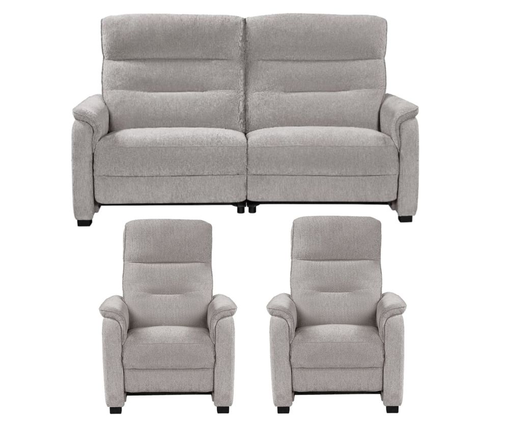 Furniture Link Harlan Natural Power Fabric Recliner 3+1+1 Sofa Set