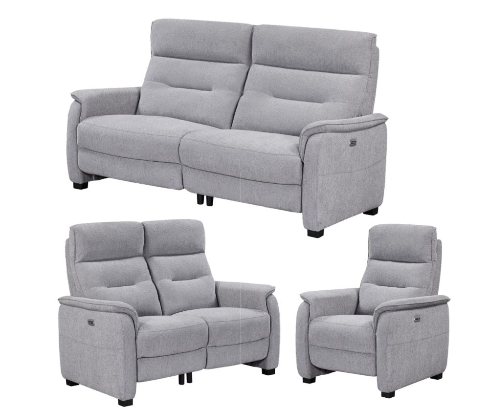 Furniture Link Harlan Pewter Power Fabric Recliner 3+2+1 Sofa Set
