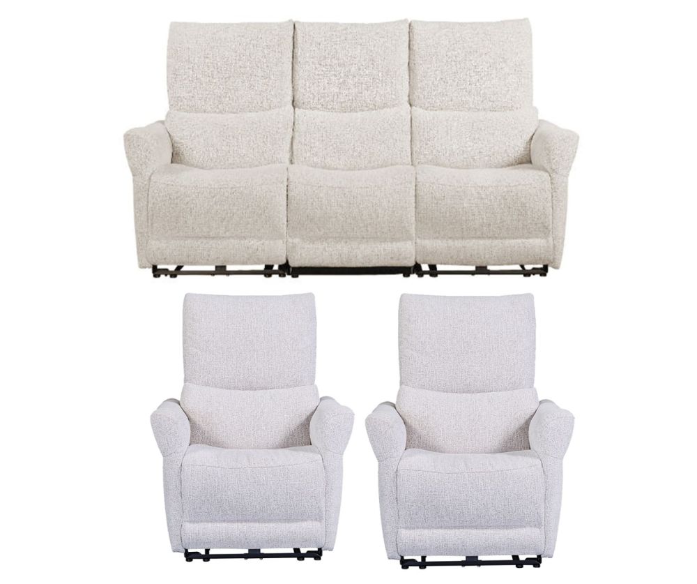 Furniture Link Jagger Biscuit Fabric Power Recliner 3+1+1 Sofa Set